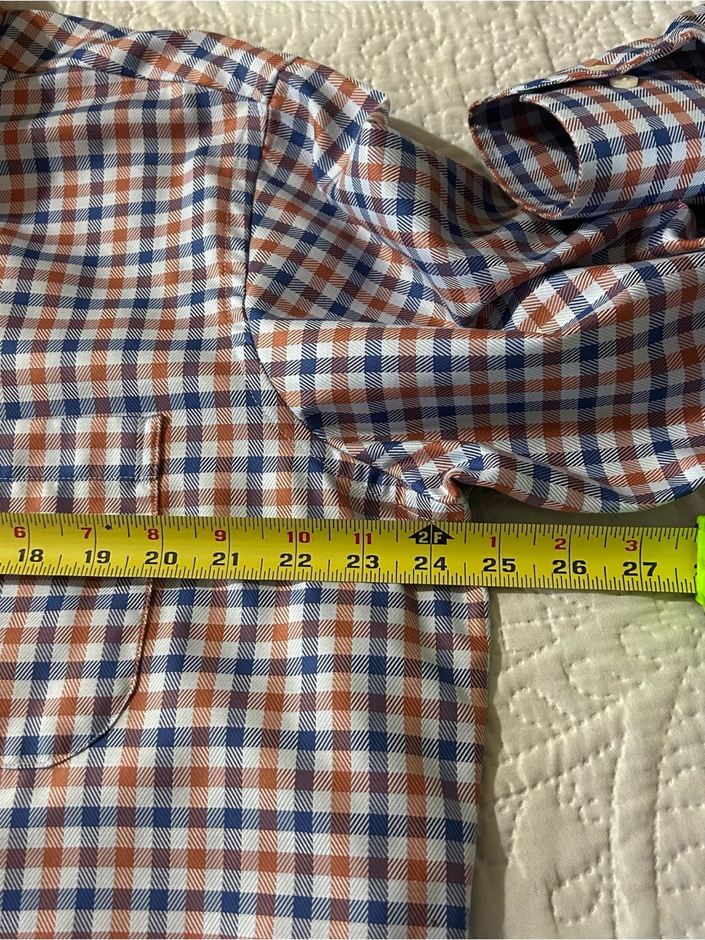 Bullock & Jones Long Sleeve Buttondown Shirt Gingham Orange Navy Preppy Size L - Picture 6 of 8